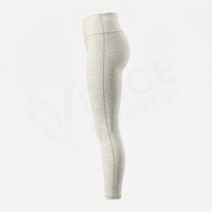 High Waist Full Length Yoga <b>Leggings</b> With <b>Leopard</b> Print Spandex Nylon Seamless Design - Product Image 3