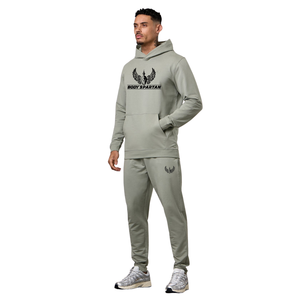 Men’s Sage Green Pullover Hoodie and Jogger <b>Pants</b> Set Casual Athletic Sportswear Training Workout Tracksuit Outfit - Product Image 1
