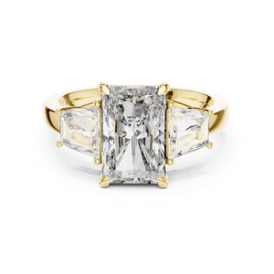 Anillo de Compromiso de Oro Blanco de 14K con Diamante Cultivado en Laboratorio de 4.4 Ct, Corte Baguette y Radiante, para Mujer |   Certificado por IGI - Product Image 3