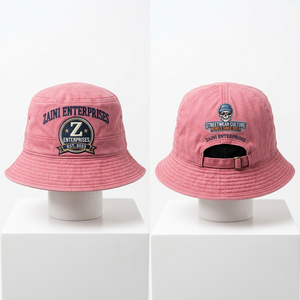 Chapeau Bob Unisexe en Toile Polyester/Coton avec Broderie 3D, Logo Personnalisé, Ajustement Réglable, Patch Couronne Tissé Marron/Bleu - Product Image 1