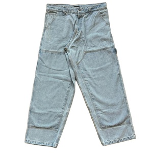 กางเกงยีนส์ทรงแบ็กกี้ขาตรงเอวสูงผ้าเดนิมเนื้อหนาแบบคัสตอม ดีไซน์สองชั้นที่เข่า สำหรับผู้ชายและผู้หญิง ผลิตจากผ้าฝ้าย 100% ซักเคมี - Product Image 1