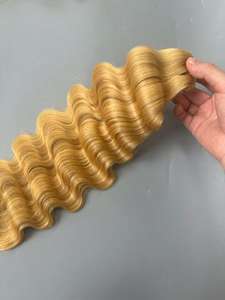 Prix de gros des cheveux humains vietnamiens à ondes profondes trame de génie pour les femmes noires cheveux blonds cuticules alignés de haute qualité - Product Image 3