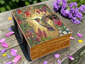 Carnet de notes vintage en cuir fait main, 200 feuilles, motif colibris et fleurs aquarellées, pour la nature et l'herboristerie, cadeau pour les amoureux des oiseaux - Product Image 4