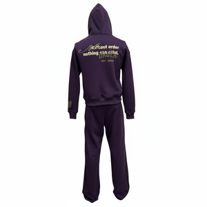Chándal con capucha morado para mujer, estilo casual, de manga larga, holgado, con cordón ajustable, estampado de letras y bolsillos laterales. - Product Image 2