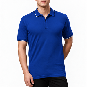 Polo pour homme en gros, manches courtes, uni, décontracté, pour le golf, avec logo personnalisé et bordure de couleur - Product Image 5