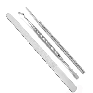 Lot de 3 outils de podologie pour ongles incarnés : rehausseur d'ongles et lime à ongles à extrémité unique - Product Image 1