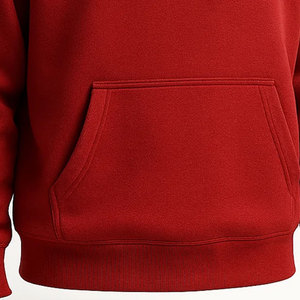 <b>Red</b> Basic <b>Hoodie</b> for Men Drop Shoulder Slightly Oversized Loose Fit Premium Fleece Fabric Comfortable Durable Pullover - Product Image 3