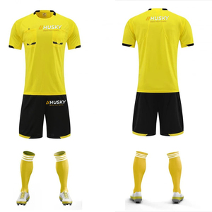 Zuoyala Unisex Yellow Referee Jersey Set Pockets Black Shorts Breathable Polyester Uniform Adults Silk Screen Heat-Transfer - Product Image 1