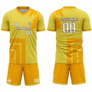 High Quality <b>Soccer</b> Uniform Custom Design Jersey Shorts Set Sublimation Teamwear Half Front Moisture-Wicking Unisex OEM Service - Product Image 1