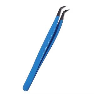 Pince à épiler de précision en acier inoxydable bleue à pointe lisse pour extensions de cils - Product Image 3