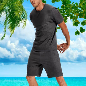 Ensemble de survêtement d'été pour homme OEM de haute qualité, t-shirt et short, couleur unie, col rond, confortable - Product Image 3