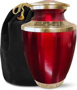 Handcrafted Large Adult Human Cremation Urn with Hand Painted Design Aluminum Floor Vase Memorial <b>Decor</b> Contemporary Style - Product Image 3