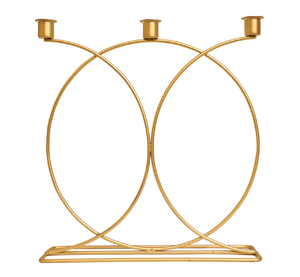 Porte-bougie rustique en fausse corne dorée, orné de plusieurs bougies et de verres élégants. Disponible au prix de gros. - Product Image 1