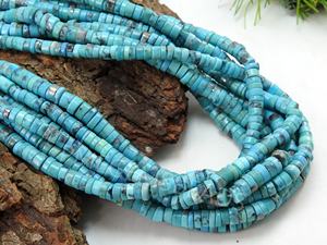 Arizona <b>Turquoise</b> Blue Smooth Tire <b>Bead</b> Coin Button Wheel Loose <b>Beads</b> for Jewelry Making 9 Inches 6MM Approx - Product Image 3