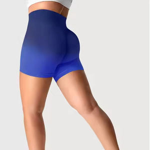 Shorts de yoga et de cyclisme pour femmes, unis, sans coutures, taille mi-haute, effet froncé push-up, séchage rapide et respirants - Product Image 6