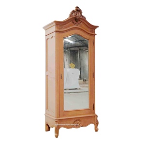 Armario de una puerta de madera de caoba maciza, armario, espejo de nogal, elegante, moderno, estilo francés, muebles de dormitorio, hogar, Hotel, Villa - Product Image 4