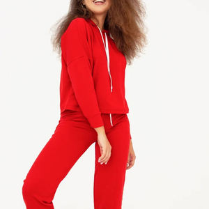 Survêtements décontractés d'hiver pour femmes, style streetwear, coupe ample à épaules tombantes, avec logo personnalisé, motif uni, 100 % coton – Meilleures ventes OEM - Product Image 4
