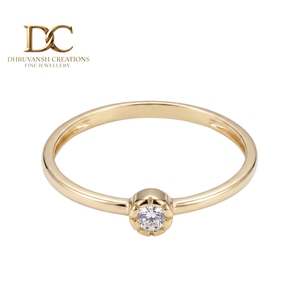Bague classique en or massif 14 carats certifiée IGI avec diamant de laboratoire taille brillant rond, bijoux de luxe pour femme pour mariage - Product Image 1