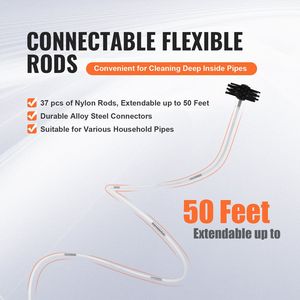 Kit de nettoyage d'évent de sèche-linge de 50 pieds 37 pièces outils de nettoyage ménager accessoires en Nylon renforcé brosse d'évent de sèche-linge dissolvant de charpie - Product Image 5