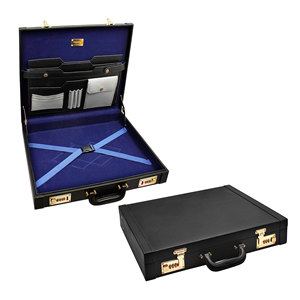 Estuche Rígido para Mandil Masónico Premium, Cuero Negro – Bolsas y Estuches para Francmasones - Product Image 1