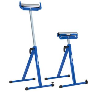 2 Pack Heavy-Duty Blue Metal Folding <b>Roller</b> <b>Stand</b> with Edge Guides Portable Woodworking Support Bench - Product Image 3