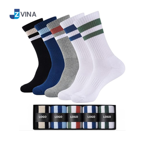 Custom Men's Crew <b>Socks</b> 100% Cotton Striped Casual <b>Socks</b> Breathable Soft Knitted Crew <b>Socks</b> ODM Factory - Product Image 1