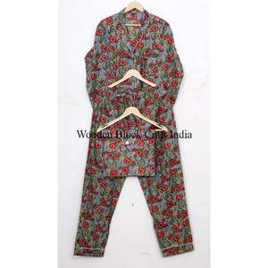 ชุดนอนผ้าฝ้ายพิมพ์ลายดอกไม้ สวมใส่สบาย ระบายอากาศได้ดี สไตล์อินเดีย เหมาะสำหรับฤดูร้อน ของขวัญสำหรับผู้หญิงและเพื่อนเจ้าสาว - Product Image 6