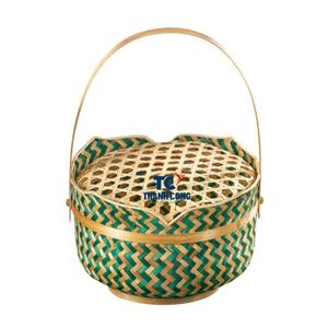 PANIER EN BAMBOU de qualité supérieure pour un salon élégant PANIER EN BAMBOU fonctionnel rond pour le rangement de la salle de bain et l'affichage décoratif - Product Image 1