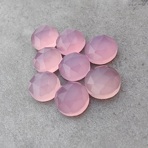 Calcedonia Lavanda Natural, Corte Checker, Redonda, Calibrada, con Reverso Plano, para Joyería, Todos los Tamaños, Venta al Por Mayor - Product Image 1