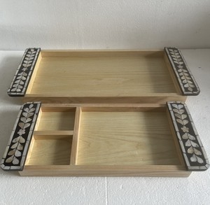 <b>Lacquerware</b> Serving Trays Wooden Ramadan Serving Tray Eid Mubarak Decorative Tray for Dates Desserts Tea and Coffee - Product Image 5