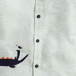 Chemise Polka Tots à manches longues avec détails en patch de crocodile - Vert - Product Image 1