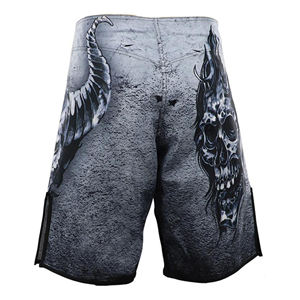 Pantalones Cortos de Boxeo de Satén Azul para Hombre Adulto MMA, Cintura Elástica Blanca, 100% Algodón, Logotipo Personalizado Impreso con Transferencia Térmica en la Parte Delantera, Tela de 100g - Product Image 3