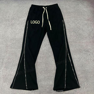 Men's Black Sweatpants With Side Stripe Elastic Waist <b>Drawstring</b> Casual Wear Custom Logo Print Autumn Style - Product Image 2