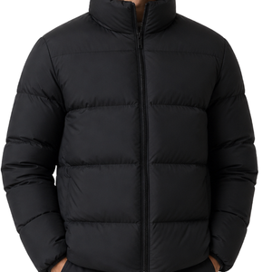 All Black Classic Winter puffer Jacket Men Minimalist Blank Puffer <b>Coat</b> High Quality Padded <b>Bubble</b> Jacket - Product Image 2