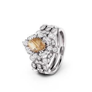 Nuevo diseño de lujo, Cuarzo rutilado Natural dorado, corte ovalado, juego de anillos de plata de ley 925, anillo de compromiso de moda de oro amarillo - Product Image 1