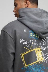 Sweat-shirt à capuche graphique pour homme en molleton de coton avec impression personnalisée effet délavé, style streetwear, fabricant, fournisseur, OEM - Product Image 4