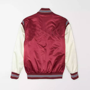 Veste universitaire rouge pour homme, coupe classique, col rabattu, doublure en satin, fermeture boutonnée, couleur unie, style décontracté d'automne - Product Image 2