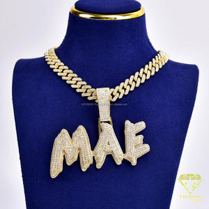 Luxury <b>Money</b> Nameplate Pendant With Moissanite Diamond Iced Out Lettering Dollar Symbol Necklace For Wholesale Jewelry Buyers - Product Image 3