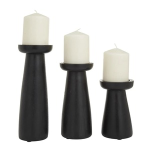 Ensemble de 3 bougeoirs en bois faits à la main, finition noire, décoration rustique pour la maison, centre de table pour mariage ou fête, à prix avantageux - Product Image 4