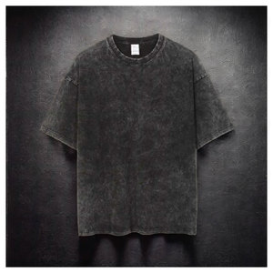 Vintage Heavyweight 100% Cotton Drop Shoulder Oversize T Shirt Acid Wash Long Length <b>Light</b> Bamboo Knitted Fabric Streetwear - Product Image 2