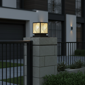 Lámpara de Jardín LED con Patrón de Ondas, Lámpara de Poste Exterior de Acero con Recubrimiento de Polvo Negro de 12 Pulgadas, Iluminación Cálida para Jardín, para Villa, CA 220V - Product Image 3