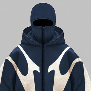 Sweat à capuche zippé intégral pour homme, style streetwear, 100% coton, hiver, imprimé lettres gothiques, molleton épais, coupe classique - Product Image 4