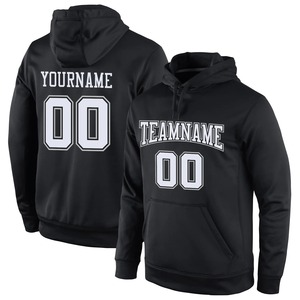 Custom Wholesale <b>Black</b> White Gray Hoodie Stitched Jersey Embroidery <b>Fleece</b> Pullover Breathable Team Sports Training Wear - Product Image 1