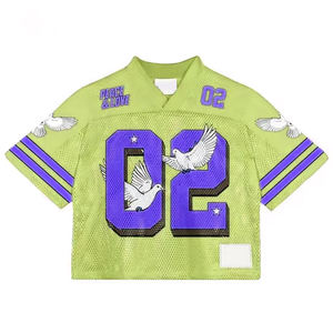 Camiseta deportiva retro personalizada de secado rápido y absorción de humedad con cuello en V para hombre, camiseta corta de fútbol con malla, camiseta cuadrada holgada tipo jersey. - Product Image 3