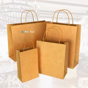 Bolsa de Papel Kraft Simple con Asas Retorcidas |   11412 Pulgadas |   Marrón |   Bolsa de Compras Reutilizable y Reciclable Ecológica para Supermercado - Product Image 1