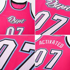 Jersey de Baloncesto Personalizado en Rosa, Blanco y Azul Claro, Cosido, Malla Sublimada Premium, Uniforme Deportivo Auténtico - Product Image 5