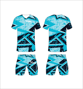 FEROCEOUS Sublimated Soccer Jersey and Shorts Set V-<b>Neck</b> Short Sleeve Geometric Print Moisture Wicking Athletic Wear for Men - Product Image 1