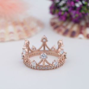 Bague de fiançailles personnalisée en or blanc 18 carats et or rose avec moissanite, bague couronne pour femme en argent sterling 925 pour sertissage à griffes certifié - Product Image 1