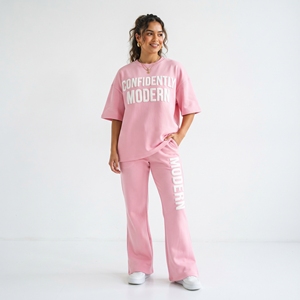 Polyester/Cotton Eco-Friendly Lightweight 2 in 1 Design Women's <b>Drop</b> Shoulder T-Shirt Tracksuit Summer - Product Image 6