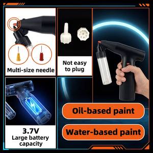 Portable <b>Electric</b> Airbrush Gravity Feed Paint <b>Sprayer</b> 0.3mm Nozzle USB Rechargeable 3-Speed Adjustable Battery Powered ABS - Product Image 2